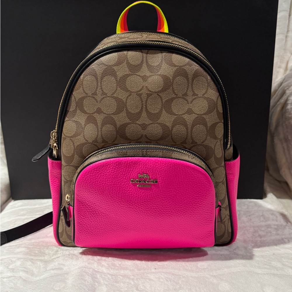 Coach Court Backpack In Colorblock Signature Canvas